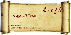 Langa Áron névjegykártya