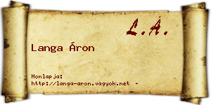 Langa Áron névjegykártya